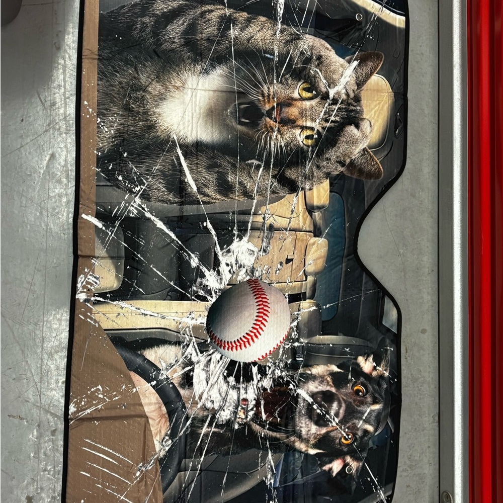 Cat and Dog Car Sunshade with Baseball Design